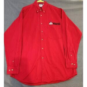 Ohio‎ State Shirt Large Buckeyes Red Athletic Button Down Long Sleeve Mens Cadre